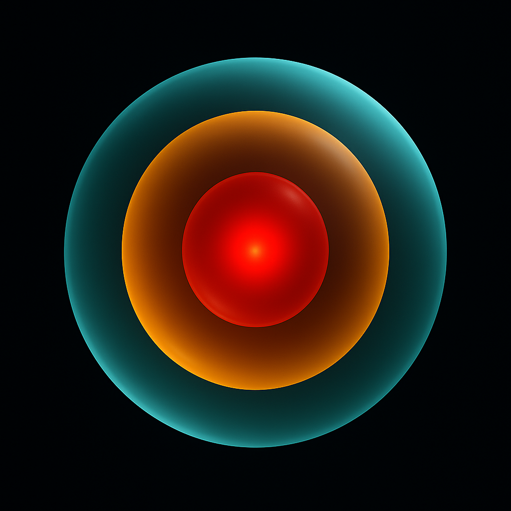 Trust zones — outer Shared layer, middle Personal layer, inner Red zone core