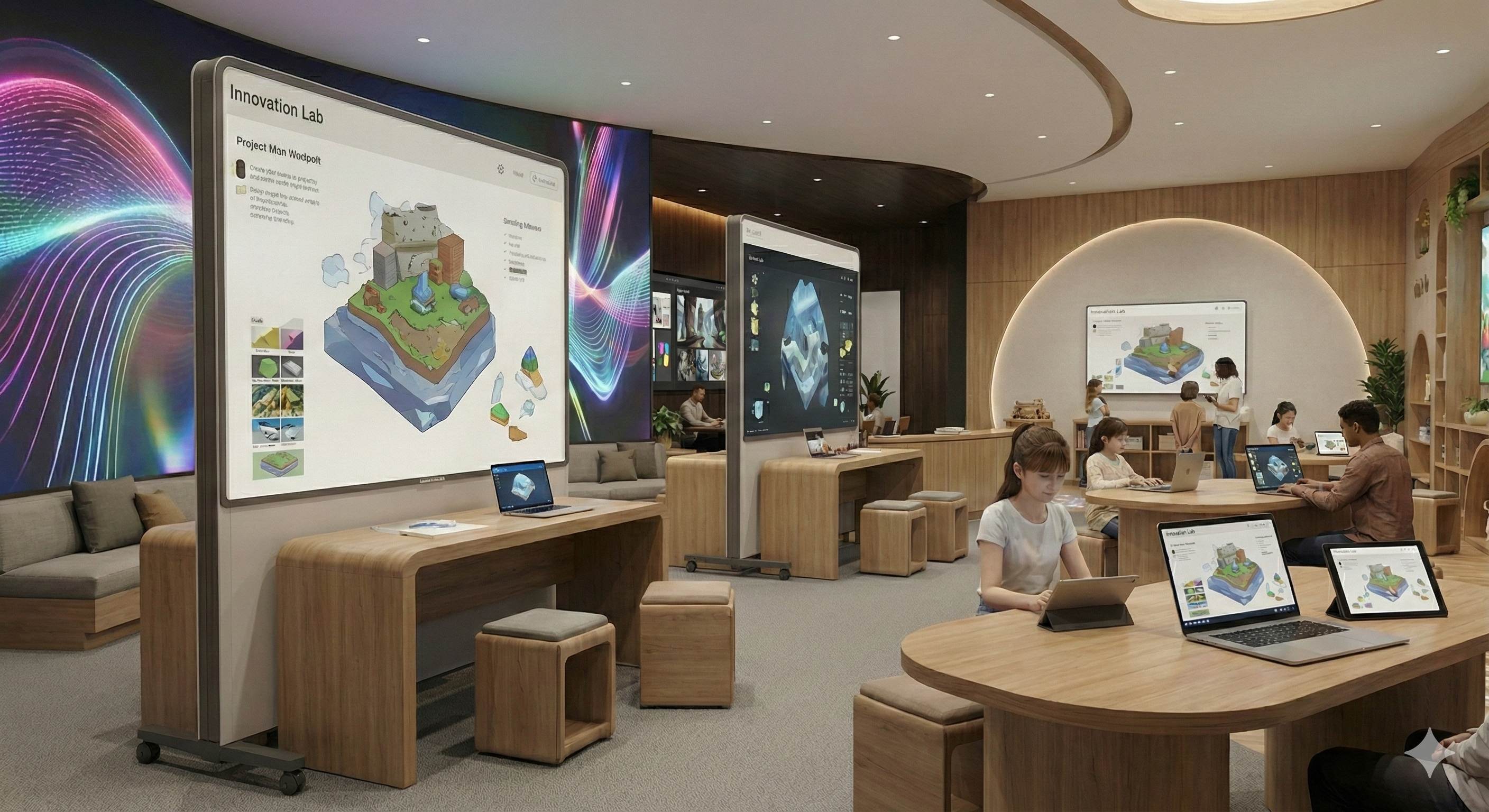 Innovation Lab workspace with collaborative world-building