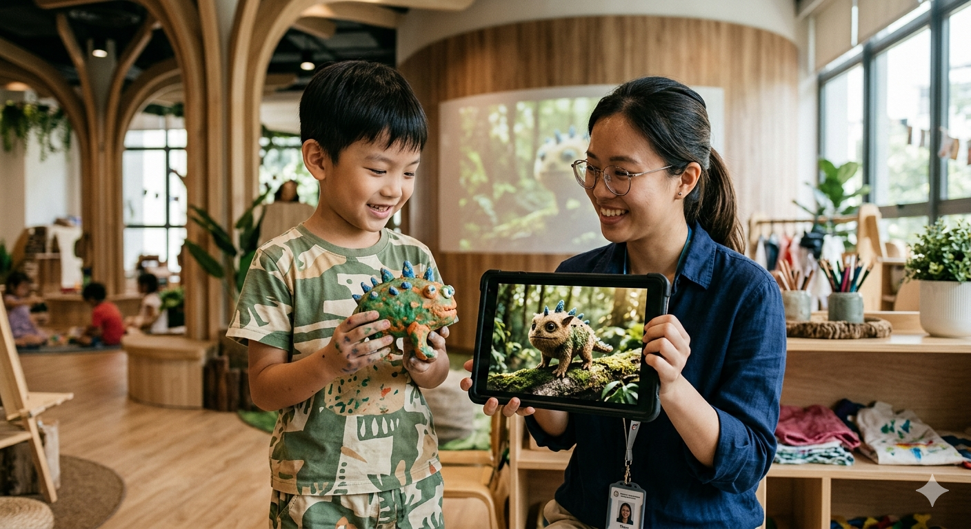 Child describing their world as AI generates visuals in real time