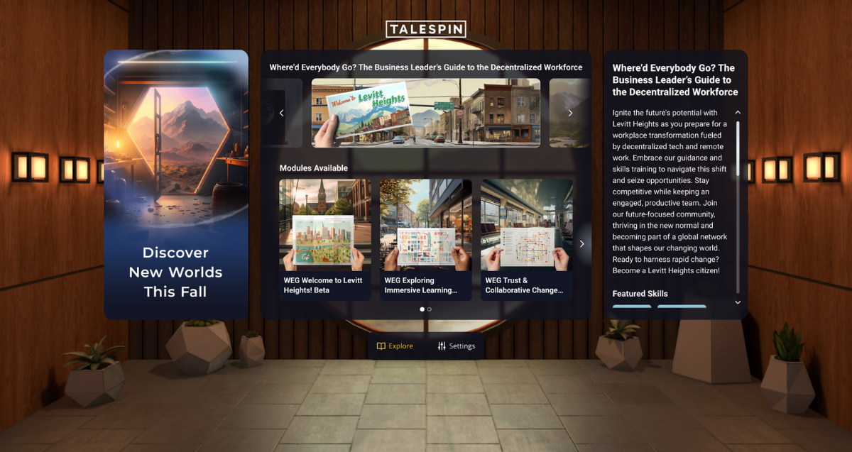 Talespin learning platform interface